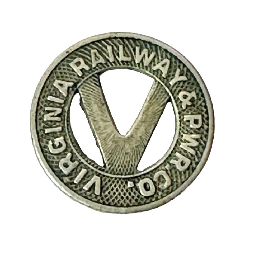 Vintage Virginia Railway & Pwr (Power) V Cutout One Fare Token Richmond VA